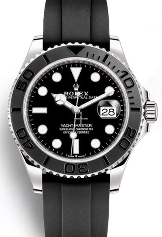 Rolex Yacht-Master 42mm 18k White Gold Ceramic Bezel On Oysterflex