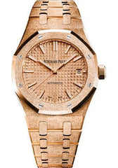 Audemars Piguet 37MM Pink Dial Royal Oak Frosted Gold Watch