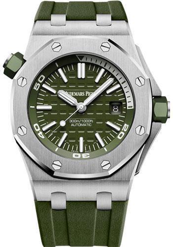 Audemars Piguet Royal Oak Offshore Diver Watch-Green Dial 42mm-15710ST.OO.A052CA.01 - NY WATCH LAB