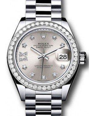 Rolex Datejust 28MM 279136 Silver Diamond Roman Diamond Bezel