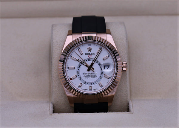 Rolex 326235 Sky-Dweller Rose Gold White Dial Oysterflex 2021 NEW