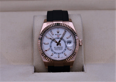 Rolex 326235 Sky-Dweller Rose Gold White Dial Oysterflex 2021 NEW