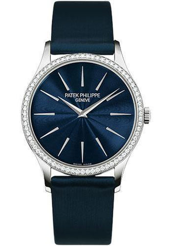 Patek Philippe 33mm Ladies Calatrava Watch Blue Dial 4897G - NY WATCH LAB