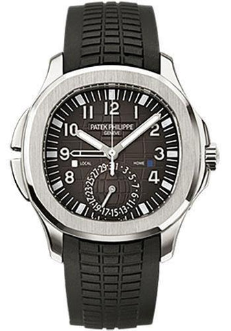 Patek Philippe 40.8mm Mens Aquanaut Dual Time Watch Black Dial 5164A - NY WATCH LAB