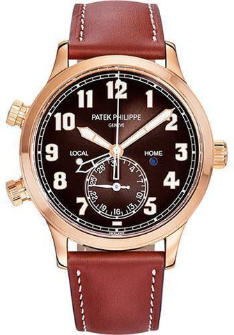 Patek Philippe 42mm Complications Calatrava Pilot Travel Time - 42mm - Rose Gold - Brown Sunburst Dial Brown Dial 5524R - NY WATCH LAB