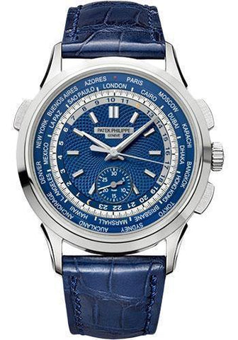 Patek Philippe 39.50mm Men Complications World Time Chronograph Watch Blue Dial 5930G - NY WATCH LAB