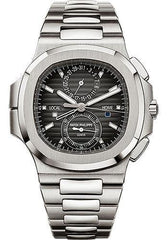 Patek Philippe 40.5mm Nautilus Travel Time Chronograph Watch Black Dial 5990/1A - NY WATCH LAB