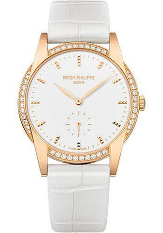 Patek Philippe 33mm Ladies Calatrava Watch White Dial 7122/200R - NY WATCH LAB