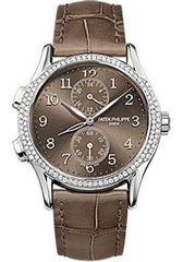 Patek Philippe 35mm Ladies Complications Watch Brown Dial 7134G - NY WATCH LAB