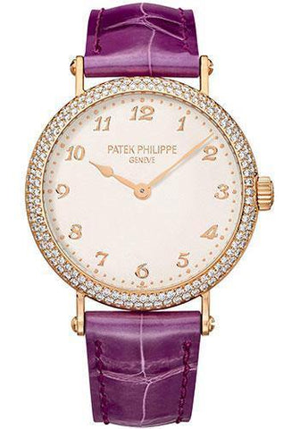 Patek Philippe 34.6mm Ladies Calatrava Watch Silvery Grained Dial 7200/200R - NY WATCH LAB