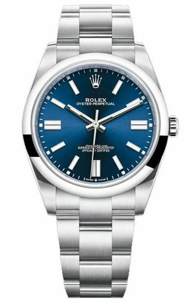 Rolex Oyster Perpetual 41mm Stainless Steel Bright Blue Dial 124300