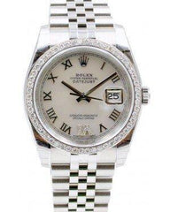 Rolex Datejust 116200 36mm White Roman Pave 6 Diamond Bezel Stainless Steel Jubilee - Fresh - NY WATCH LAB