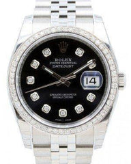 Rolex Datejust 116200 Diamond Black 36mm Stainless Steel Jubilee Fresh - NY WATCH LAB