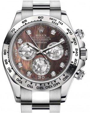 Rolex Daytona White Gold Black Mother of Pearl Diamond Dial White