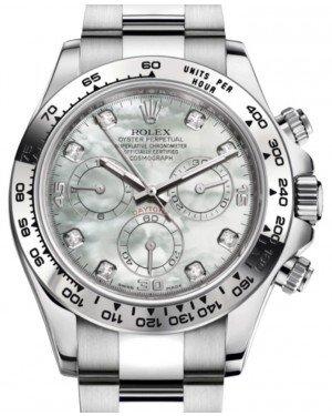 Rolex Daytona White Gold White Mother of Pearl Diamond Dial White