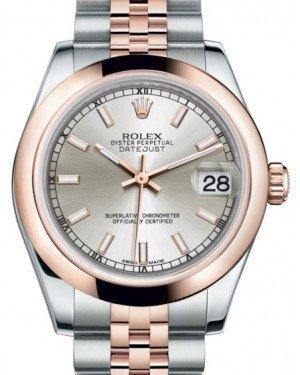 Rolex Datejust 31 Lady Midsize Rose Gold/Steel Silver Index Dial & Smooth Domed Bezel Jubilee Bracelet 178241 - Fresh - NY WATCH LAB