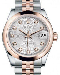 Rolex Datejust 31 Lady Midsize Rose Gold/Steel Silver Jubilee Diamond Dial & Smooth Domed Bezel Jubilee Bracelet 178241 - Fresh - NY WATCH LAB