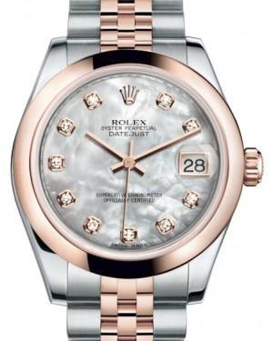 Rolex Datejust 31 Lady Midsize Rose Gold/Steel White Mother of Pearl Diamond Dial & Smooth Domed Bezel Jubilee Bracelet 178241 - Fresh - NY WATCH LAB