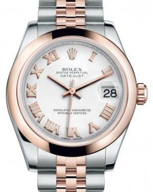 Rolex Datejust 31 Lady Midsize Rose Gold/Steel White Roman Dial & Smooth Domed Bezel Jubilee Bracelet 178241 - Fresh - NY WATCH LAB