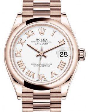 Rolex Datejust 31 Lady Midsize Rose Gold White Roman Dial & Smooth Domed Bezel President Bracelet 278245 - Fresh - NY WATCH LAB