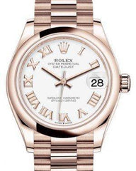 Rolex Datejust 31 Lady Midsize Rose Gold White Roman Dial & Smooth Domed Bezel President Bracelet 278245 - Fresh - NY WATCH LAB