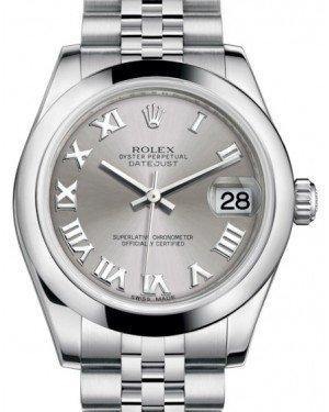 Rolex Datejust 31 Lady Midsize Stainless Steel Rhodium Roman Dial & Smooth Domed Bezel Jubilee Bracelet 178240 - Fresh - NY WATCH LAB