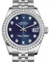 Rolex Datejust 31 Lady Midsize White Gold/Steel Blue Diamond Dial & Diamond Bezel Jubilee Bracelet 178384 - Fresh - NY WATCH LAB