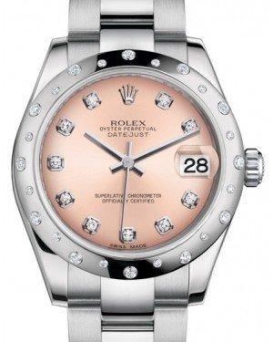 Rolex Datejust 31 Lady Midsize White Gold/Steel Pink Diamond Dial & Diamond Set Domed Bezel Oyster Bracelet 178344 - Fresh - NY WATCH LAB