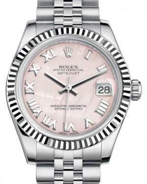 Rolex Datejust 31 Lady Midsize White Gold/Steel Pink Mother of Pearl Roman Dial & Fluted Bezel Jubilee Bracelet 178274 - Fresh - NY WATCH LAB