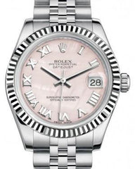 Rolex Datejust 31 Lady Midsize White Gold/Steel Pink Mother of Pearl Roman Dial & Fluted Bezel Jubilee Bracelet 178274 - Fresh - NY WATCH LAB