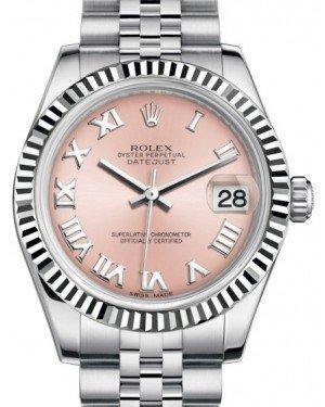 Rolex Datejust 31 Lady Midsize White Gold/Steel Pink Roman Dial & Fluted Bezel Jubilee Bracelet 178274 - Fresh - NY WATCH LAB