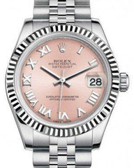 Rolex Datejust 31 Lady Midsize White Gold/Steel Pink Roman Dial & Fluted Bezel Jubilee Bracelet 178274 - Fresh - NY WATCH LAB