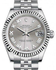 Rolex Datejust 31 Lady Midsize White Gold/Steel Rhodium Roman Dial & Fluted Bezel Jubilee Bracelet 178274 - Fresh - NY WATCH LAB