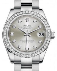 Rolex Datejust 31 Lady Midsize White Gold/Steel Silver Diamond Dial & Diamond Bezel Oyster Bracelet 178384 - Fresh - NY WATCH LAB