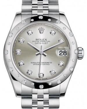 Rolex Datejust 31 Lady Midsize White Gold/Steel Silver Diamond Dial & Diamond Set Domed Bezel Jubilee Bracelet 178344 - Fresh - NY WATCH LAB