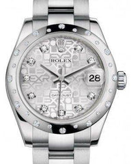 Rolex Datejust 31 Lady Midsize White Gold/Steel Silver Jubilee Diamond Dial & Diamond Set Domed Bezel Oyster Bracelet 178344 - Fresh - NY WATCH LAB