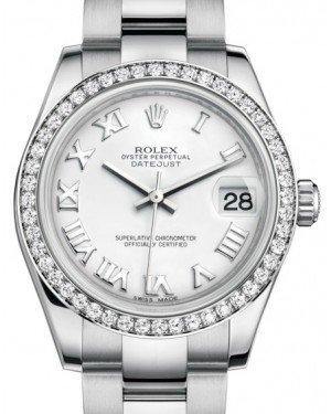 Rolex Datejust 31 Lady Midsize White Gold/Steel White Roman Dial & Diamond Bezel Oyster Bracelet 178384 - Fresh - NY WATCH LAB