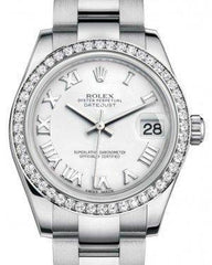 Rolex Datejust 31 Lady Midsize White Gold/Steel White Roman Dial & Diamond Bezel Oyster Bracelet 178384 - Fresh - NY WATCH LAB