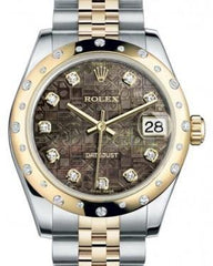 Rolex Datejust 31 Lady Midsize Yellow Gold/Steel Black Mother of Pearl Jubilee Diamond Dial & Diamond Set Domed Bezel Jubilee Bracelet 178343 - Fresh - NY WATCH LAB