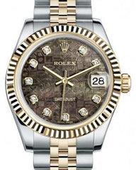 Rolex Datejust 31 Lady Midsize Yellow Gold/Steel Black Mother of Pearl Jubilee Diamond Dial & Fluted Bezel Jubilee Bracelet 178273 - Fresh - NY WATCH LAB