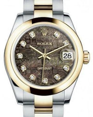 Rolex Datejust 31 Lady Midsize Yellow Gold/Steel Black Mother of Pearl Jubilee Diamond Dial & Smooth Domed Bezel Oyster Bracelet 178243 - Fresh - NY WATCH LAB