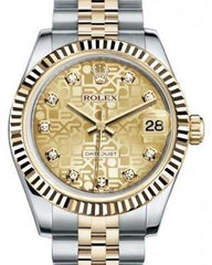 Rolex Datejust 31 Lady Midsize Yellow Gold/Steel Champagne Jubilee Diamond Dial & Fluted Bezel Jubilee Bracelet 178273 - Fresh - NY WATCH LAB
