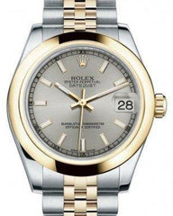 Rolex Datejust 31 Lady Midsize Yellow Gold/Steel Silver Index Dial & Smooth Domed Bezel Jubilee Bracelet 178243 - Fresh - NY WATCH LAB