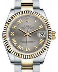 Rolex Datejust 31 Lady Midsize Yellow Gold/Steel Steel Roman Dial & Fluted Bezel Oyster Bracelet 178273 - Fresh - NY WATCH LAB