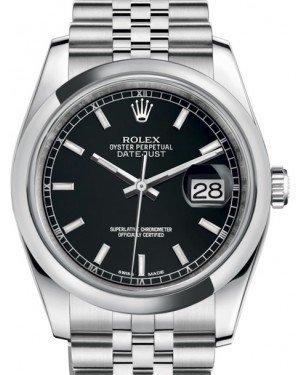 Rolex Datejust 36 Stainless Steel Black Index Dial & Smooth Domed Bezel Jubilee Bracelet 116200