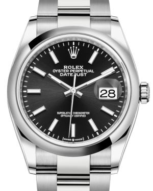 Rolex Datejust 36MM Stainless Steel Black Index Dial & Smooth Domed Bezel Oyster Bracelet 126200 - NEW