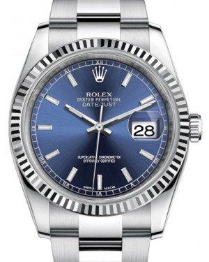 Rolex Datejust 36 White Gold/Steel Blue Index & Fluted Bezel Oyst – NY WATCH