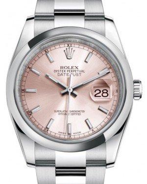 Rolex Datejust 36 Stainless Steel Pink Index Dial Smooth Domed