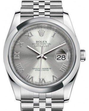 Rolex Datejust 36 Stainless Steel Rhodium Roman Dial & Smooth Domed Bezel Jubilee Bracelet 116200