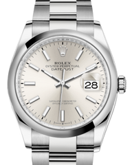 Rolex Datejust 36MM Stainless Steel Silver Index Dial & Smooth Domed Bezel Oyster Bracelet 126200 - NEW